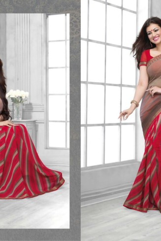 16442 Red With Grey Vinay Sheesha Star Walk Saree