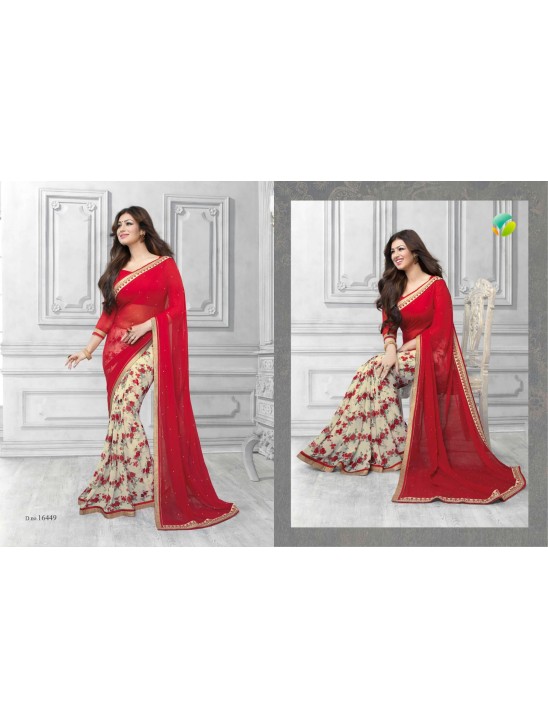 16449 Red Vinay Sheesha Star Walk Saree 16449 Red Vinay Sheesha Star Walk Saree