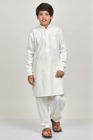 Cream Pakistani Boys Kurta Shalwar Suit