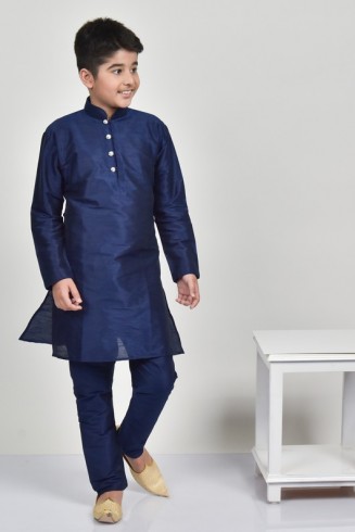Navy Blue Traditional Boys Kurta Pajama