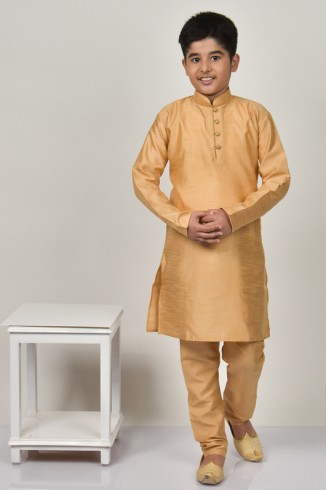 Antique Gold Boys Wedding Kurta Pajama