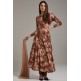 Elegant Brown Foil Printed Circular Style Anarkali Dress Elegant Brown Foil Printed Circular Style Anarkali Dress