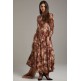 Elegant Brown Foil Printed Circular Style Anarkali Dress Elegant Brown Foil Printed Circular Style Anarkali Dress