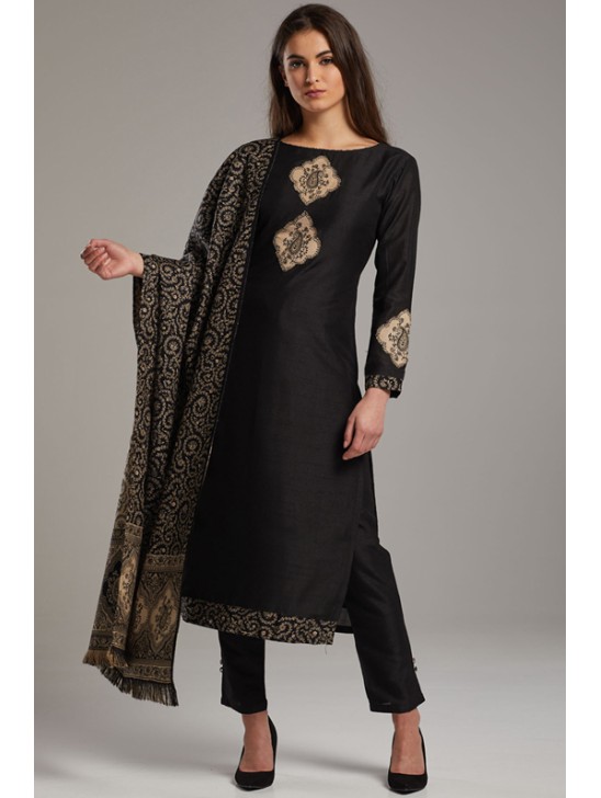 Black Indian Designer Evening Wear Salwar Suit Black Indian Designer Evening Wear Salwar Suit