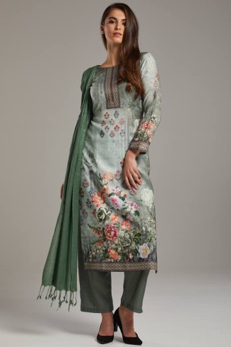 ZACF-33 Pista green printed designer salwar kameez