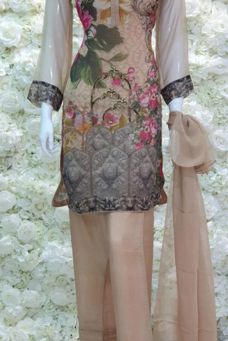 NUDE CHIFFON DIGITAL PRINTED FESTIVE SALWAR SUIT