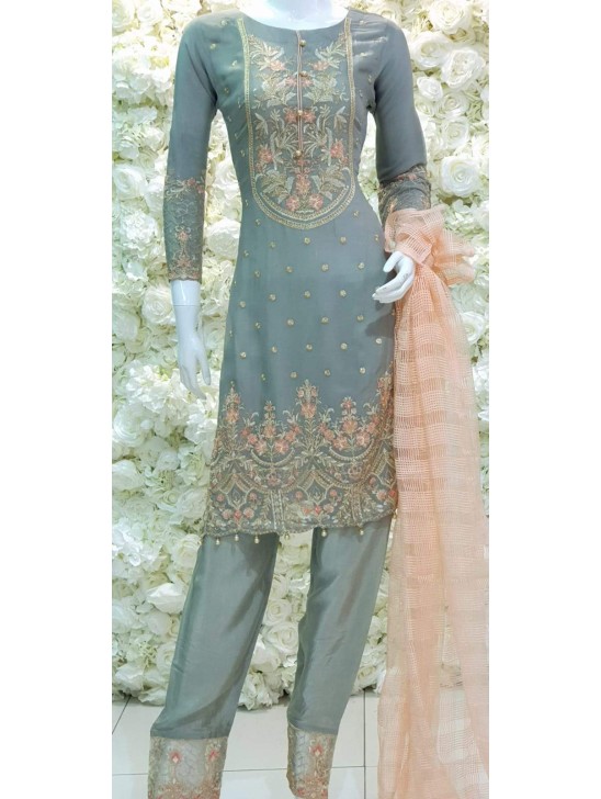 ZAS-SH-2 Grey Peach Readymade Chiffon Pakistani suit ZAS-SH-2 Grey Peach Readymade Chiffon Pakistani suit