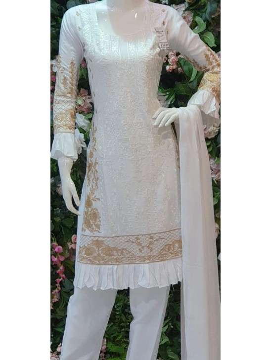 WHITE READYMADE PAKISTANI VISCOSE FABRIC SALWAR KAMEEZ WHITE READYMADE PAKISTANI VISCOSE FABRIC SALWAR KAMEEZ