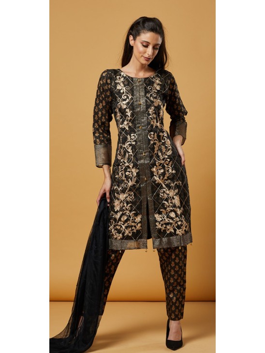 Black Ethnic Designer Embroidered Suit Black Ethnic Designer Embroidered Suit