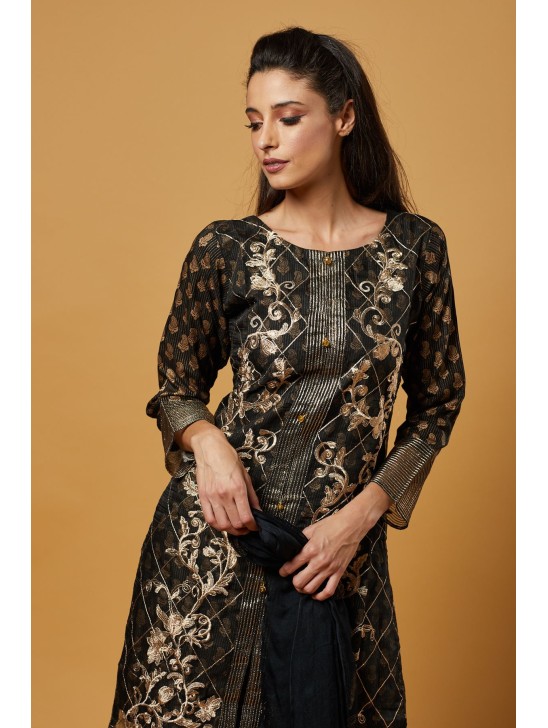 Black Ethnic Designer Embroidered Suit Black Ethnic Designer Embroidered Suit