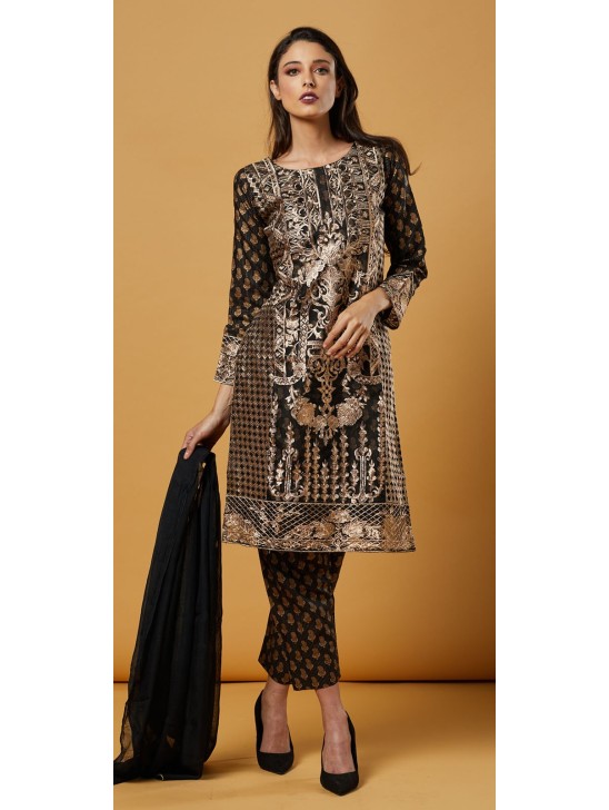 Black Gold Indian Wedding Salwar Suit Black Gold Indian Wedding Salwar Suit