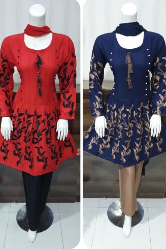 Pakistani Designer Flock Linen Readymade Salwar Suit
