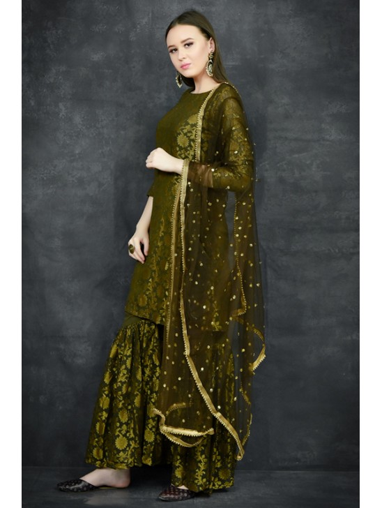 Mehndi Green Indian Wedding Designer Gharara Mehndi Green Indian Wedding Designer Gharara