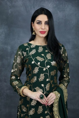 Dark Green Wedding Gharara Readymade Indian Suit