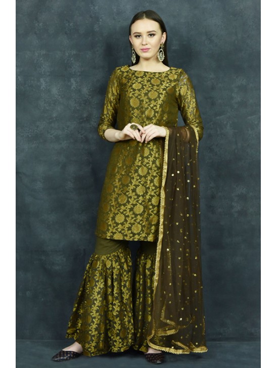 Mehndi Green Indian Wedding Designer Gharara Mehndi Green Indian Wedding Designer Gharara