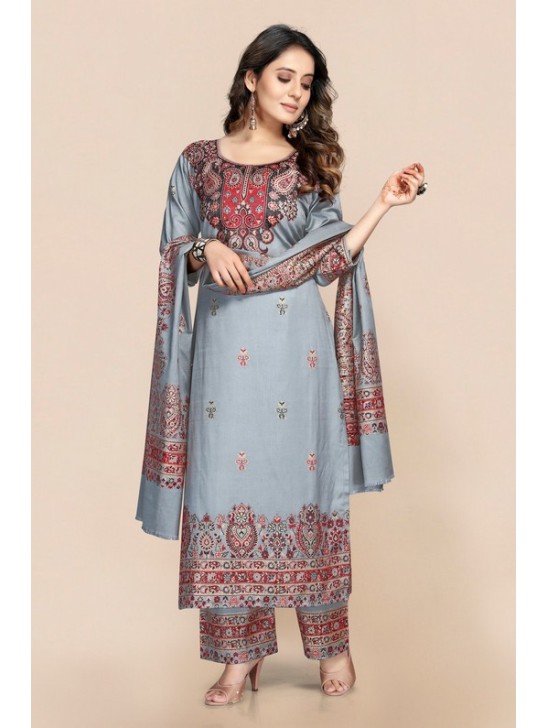 Grey Woolen Casual Designer Pakistani Suit Grey Woolen Casual Designer Pakistani Suit