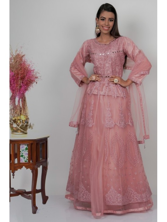 Hot Pink Heavy Embroidered Net Wedding Lehenga Hot Pink Heavy Embroidered Net Wedding Lehenga