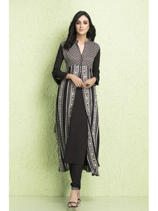Black Jacket Dress Designer Wear Indian Readymade Suit Black Jacket Dress Designer Wear Indian Readymade Suit