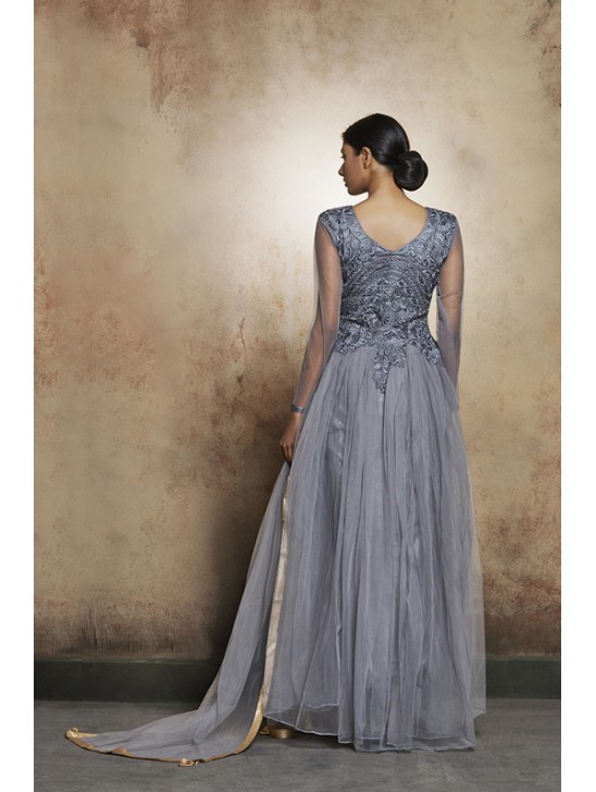 DAZZLING GREY LONG SHEER STYLE READY MADE INDIAN DRESS DAZZLING GREY LONG SHEER STYLE READY MADE INDIAN DRESS