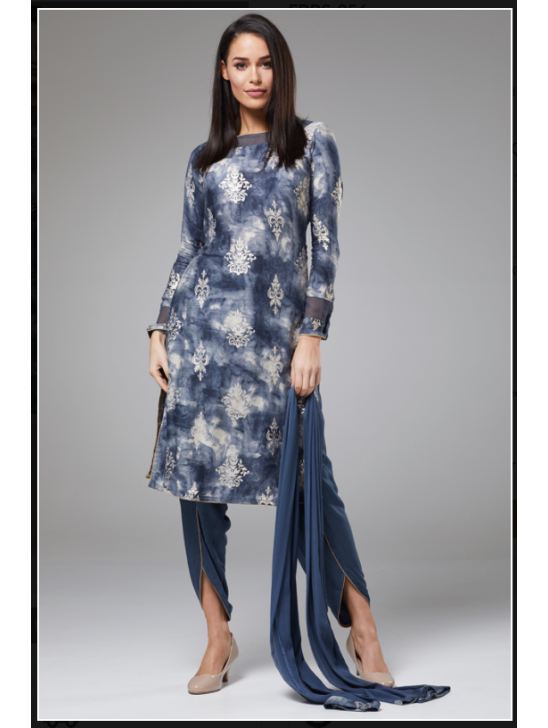 Navy Blue Printed Readymade Salwar Kameez Navy Blue Printed Readymade Salwar Kameez