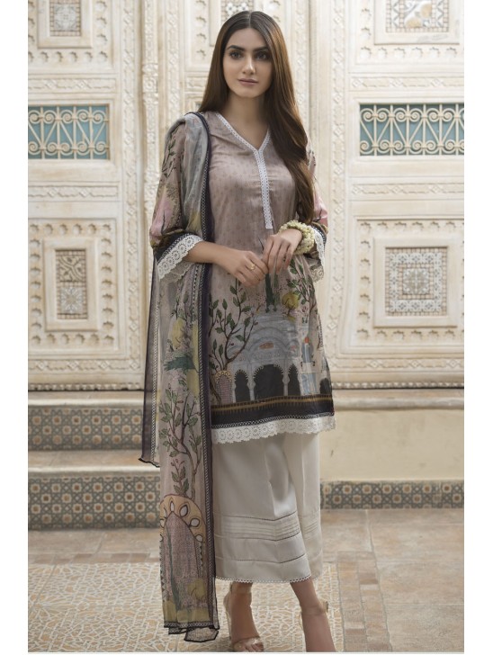 Beige Printed Lawn Suit Pakistani Summer Dress Beige Printed Lawn Suit Pakistani Summer Dress