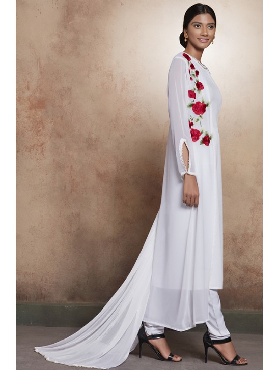 White Floral Dress Indian Designer Party Salwar Suit White Floral Dress Indian Designer Party Salwar Suit