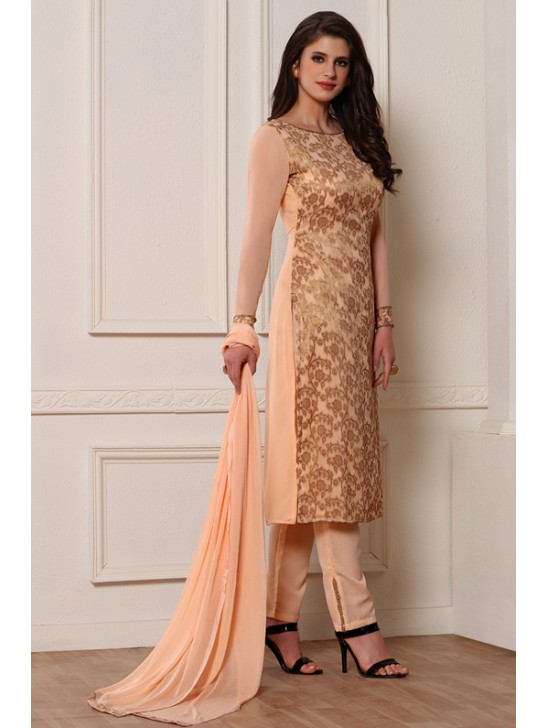 PEACH NOUGAT SMART AND STYLISH STRAIGHT DESIGNER READY MADE SUIT PEACH NOUGAT SMART AND STYLISH STRAIGHT DESIGNER READY MADE SUIT