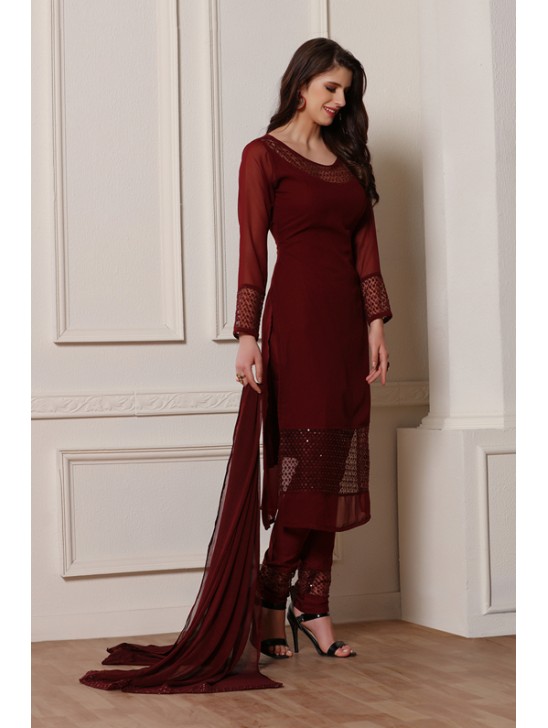 BERRY RED GEORGETTE DESIGNER READY MADE SALWAR SUIT BERRY RED GEORGETTE DESIGNER READY MADE SALWAR SUIT