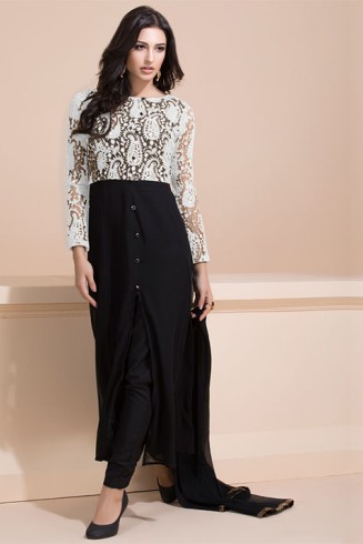 Black Flared Long Line Dress