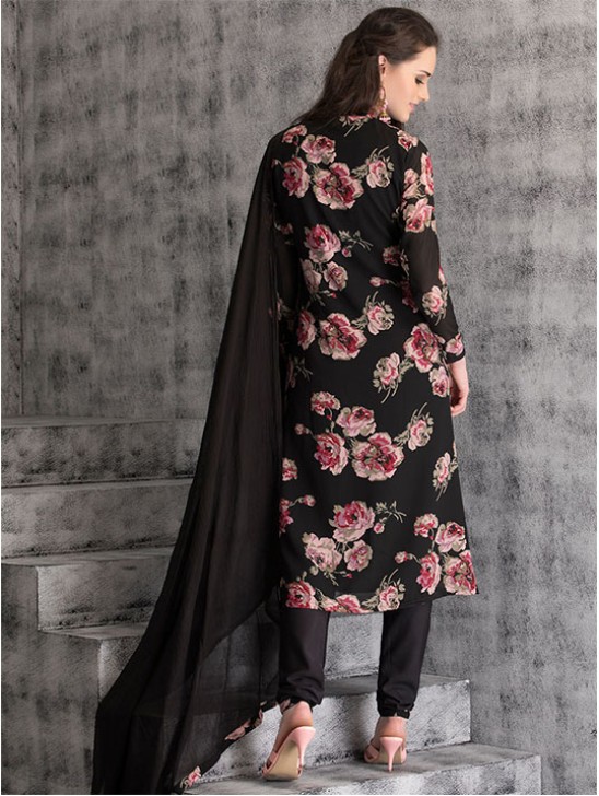 Black Floral Printed Suit Pakistani Readymade jacket Dress Black Floral Printed Suit Pakistani Readymade jacket Dress
