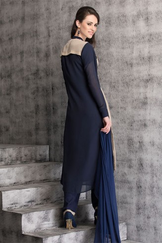 Navy Blue Designer Dress Pencil Trouser Indian Suit