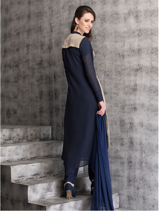 Navy Blue Designer Dress Pencil Trouser Indian Suit Navy Blue Designer Dress Pencil Trouser Indian Suit