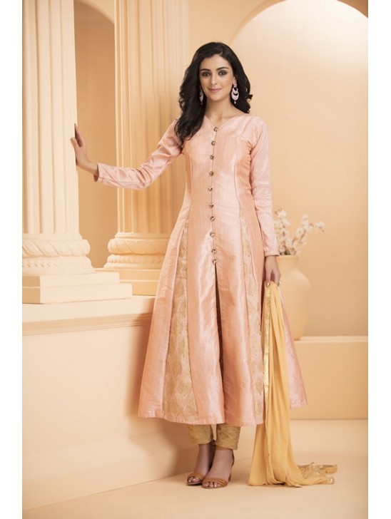 Coral Pink Princess Cut Dress Ocassional Outfit Readymade Suit Coral Pink Princess Cut Dress Ocassional Outfit Readymade Suit