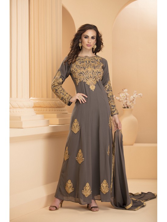 Grey Designer Dress Indian Suit Online Anarkali Gown Readymade Grey Designer Dress Indian Suit Online Anarkali Gown Readymade