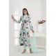 SEA BLUE JACKET STYLE FLORAL PRINTED SUIT SEA BLUE JACKET STYLE FLORAL PRINTED SUIT