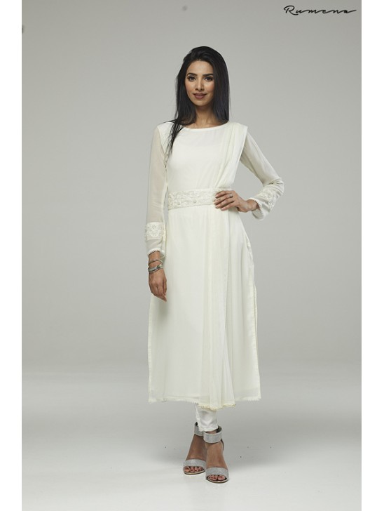 CLASSY CREAM WHITE PEARL LACE READY MADE SUIT CLASSY CREAM WHITE PEARL LACE READY MADE SUIT