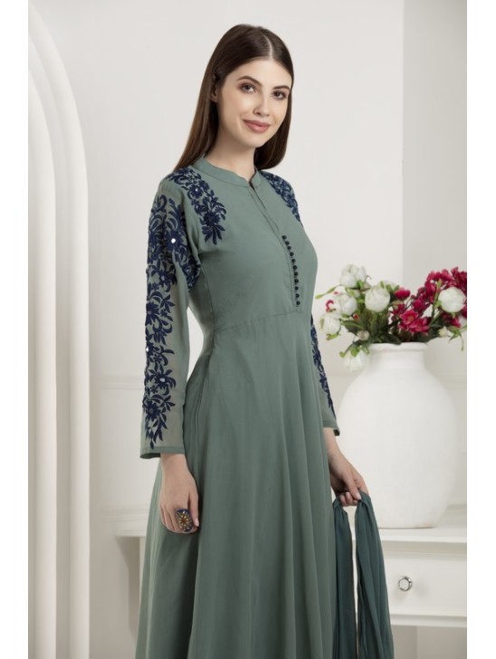 ULTRAMARINE GREEN GEORGETTE DESIGNER READYMADE SUIT ULTRAMARINE GREEN GEORGETTE DESIGNER READYMADE SUIT