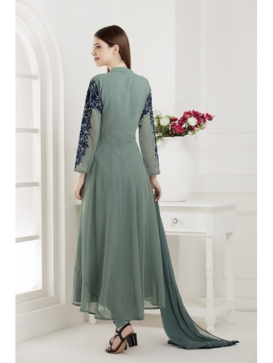ULTRAMARINE GREEN GEORGETTE DESIGNER READYMADE SUIT ULTRAMARINE GREEN GEORGETTE DESIGNER READYMADE SUIT