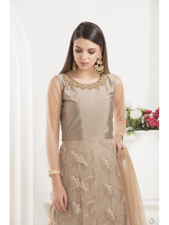 Beige Indian Anarkali Dress Wedding Party Suit Beige Indian Anarkali Dress Wedding Party Suit