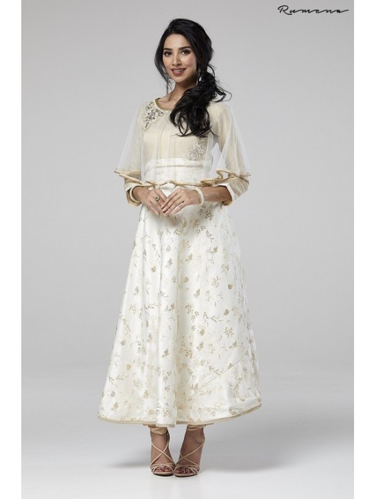 GOLD BEIGE & IVORY CAPE WEDDING DESIGNER SUIT GOLD BEIGE & IVORY CAPE WEDDING DESIGNER SUIT