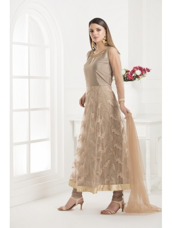 Beige Indian Anarkali Dress Wedding Party Suit Beige Indian Anarkali Dress Wedding Party Suit