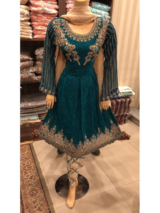 TEAL CHIFFON EMBROIDERED PAKISTANI STYLE READYMADE SUIT TEAL CHIFFON EMBROIDERED PAKISTANI STYLE READYMADE SUIT