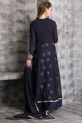 NAVY BLUE FLOWY MAXI STYLE LONG DRESS