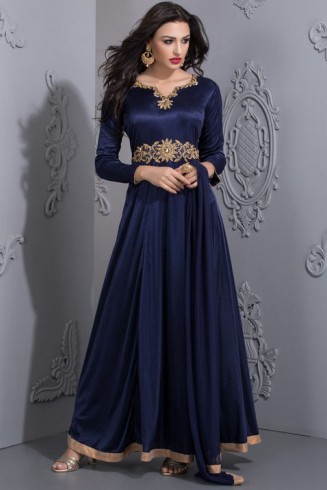 NAVY BLUE STUNNING EMBELLISHED EVENING MAXI GOWN(READY MADE)