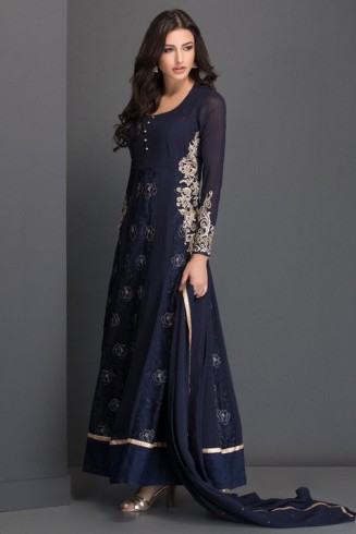 NAVY BLUE FLOWY MAXI STYLE LONG DRESS