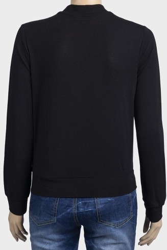 Black Designer Jersey Bomber Jacket