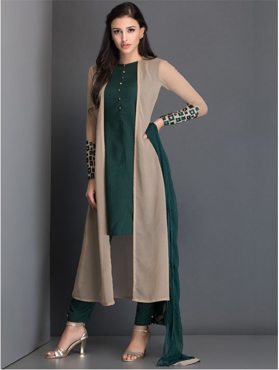 Green Jacket Dress Anarkali Suit