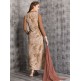 ZAC-11 BROWN LONG DRESS WITH JACKET STYLE LAYERED BODICE (READY MADE)
