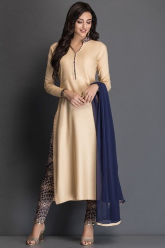 Beige Dress Tribal Printed Designer Wear Readymade Suit