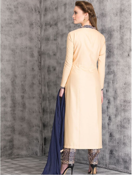 Beige Dress Tribal Printed Designer Wear Readymade Suit Beige Dress Tribal Printed Designer Wear Readymade Suit